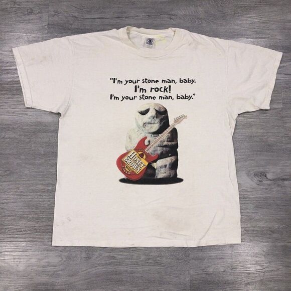 VTG JW Dundees Honey Brown Lager Gods of Rock World Tour Men's XL Cream T-Shirt